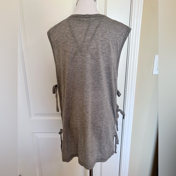 HELMUT LANG Sleeveless Gray Top with open sides w/ties Small (oversized style) - Picture 5 of 10